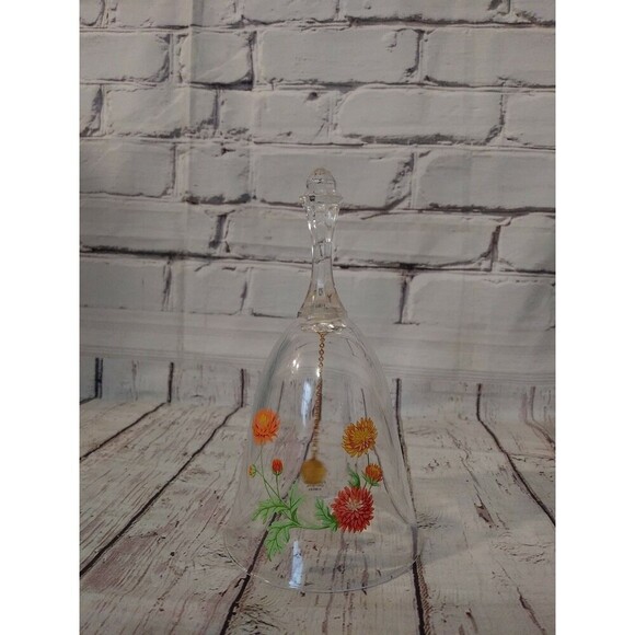 Vintage Avon Clear Glass 24% Full Lead Crystal  Decorative Bell Floral Design - Picture 2 of 8